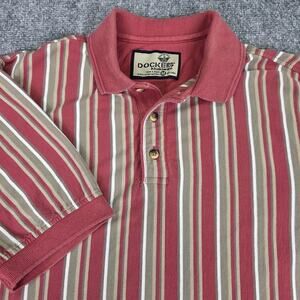 Vintage Dockers Shirt Mens Medium Multicolor Stripe Khakiware Polo USA 90s Prep